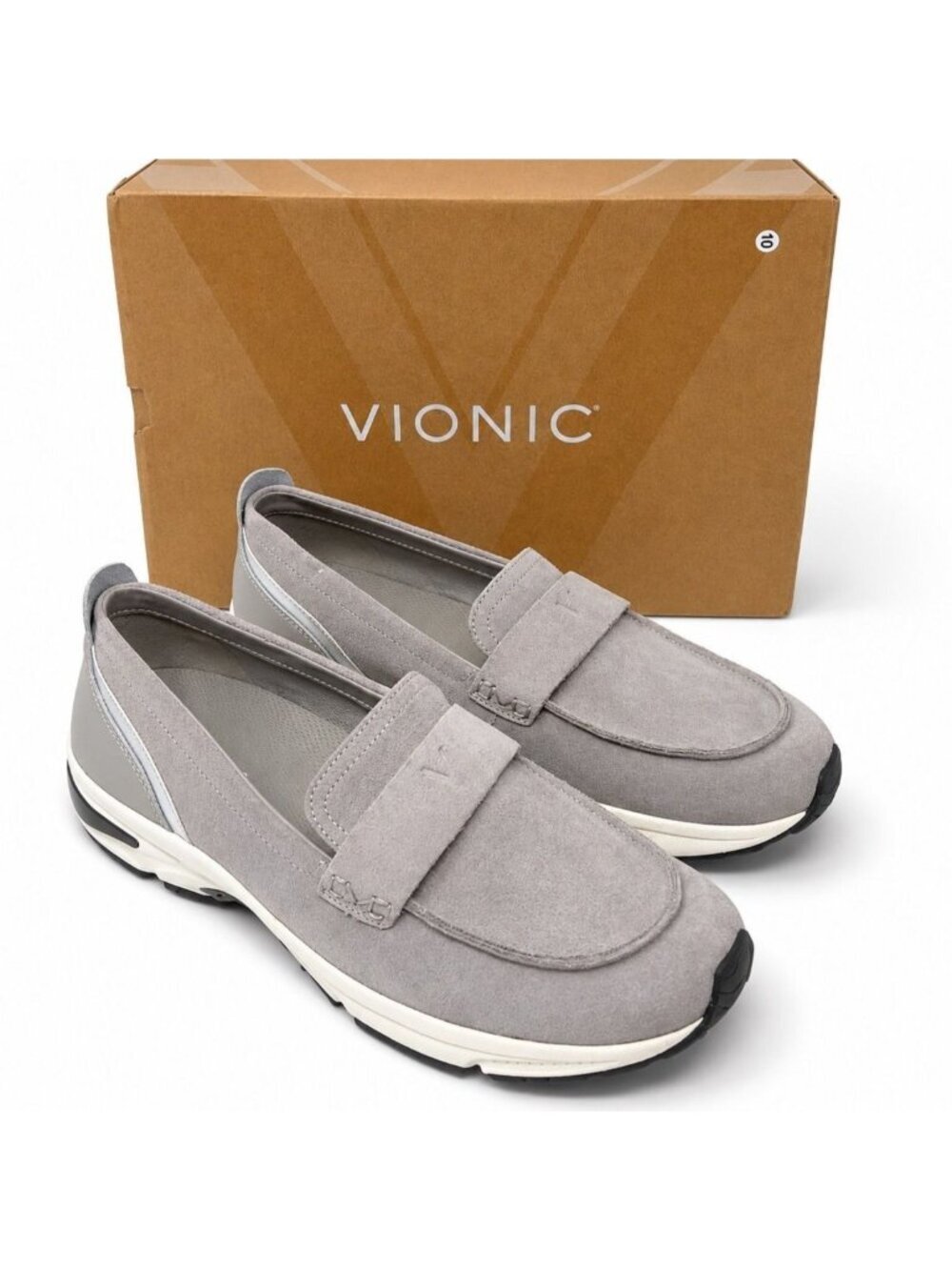 Vionic Walk Roam Supportive Sneaker Loafer Womens 11 Paloma Grey Suede
